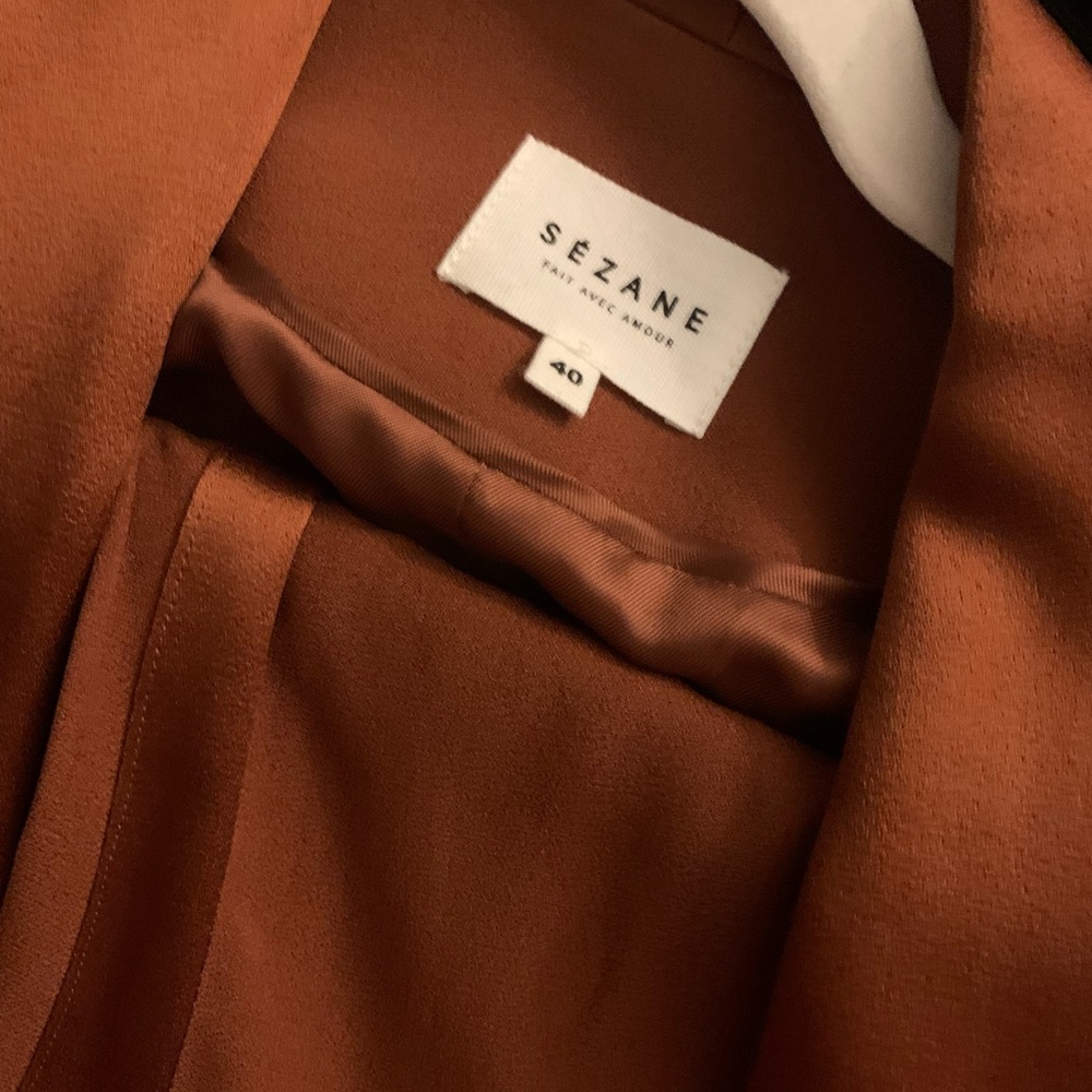 sezane gustavo trouser and sari jacket blazer suit set rust brown M - Picture 2 of 5